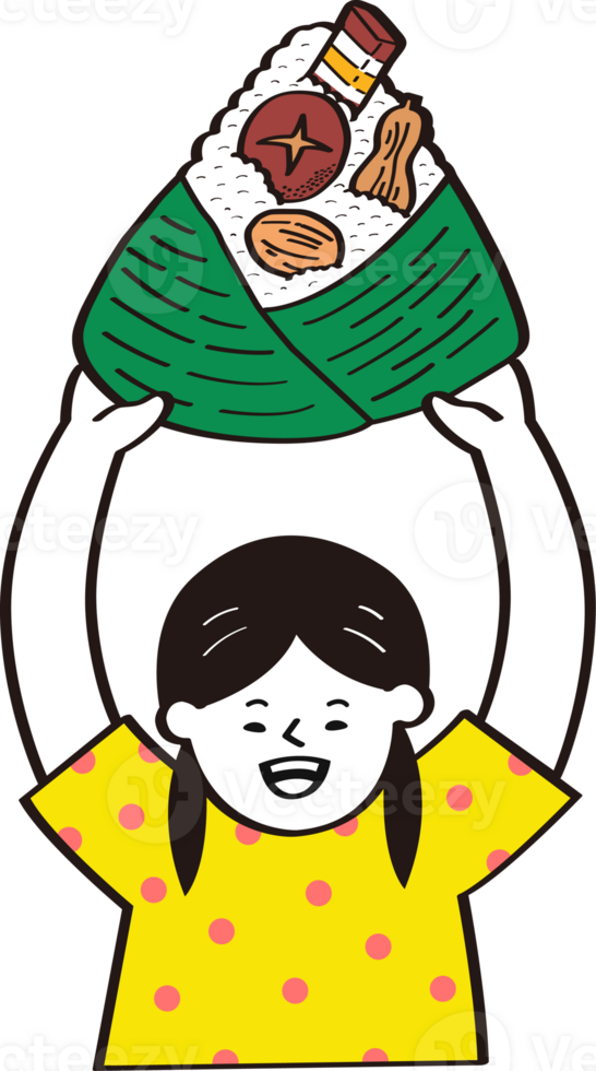 a girl hold a rice dumpling png