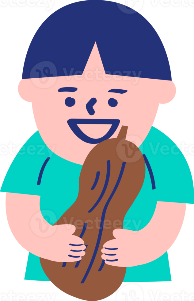 a boy hold a peanut png