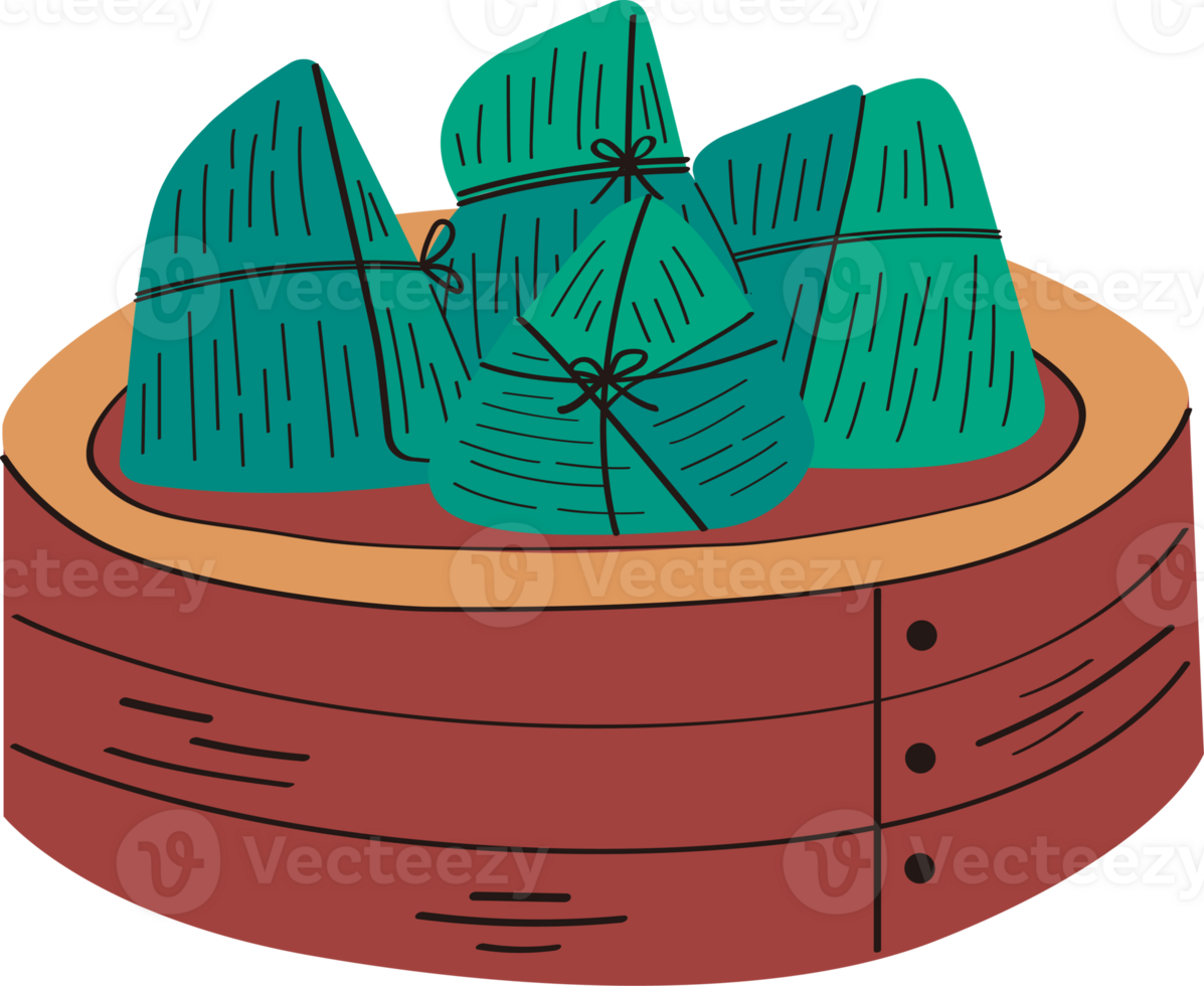 some rice dumpling on the bamboo steamer png