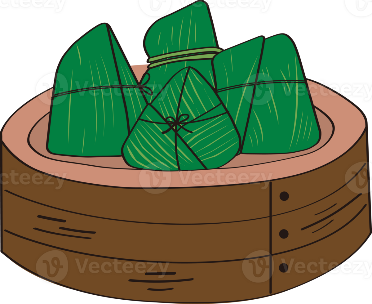 some rice dumpling on the bamboo steamer png