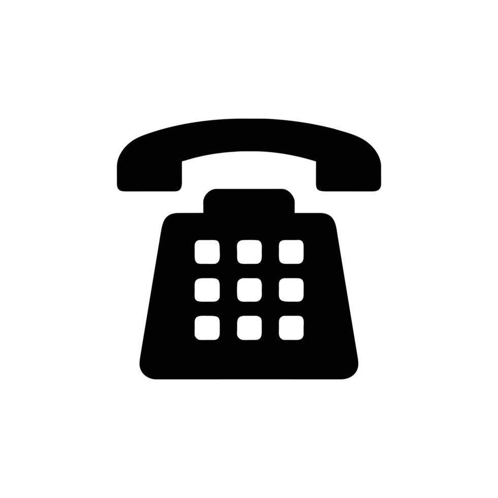 a black and white telephone icon on a white background vector