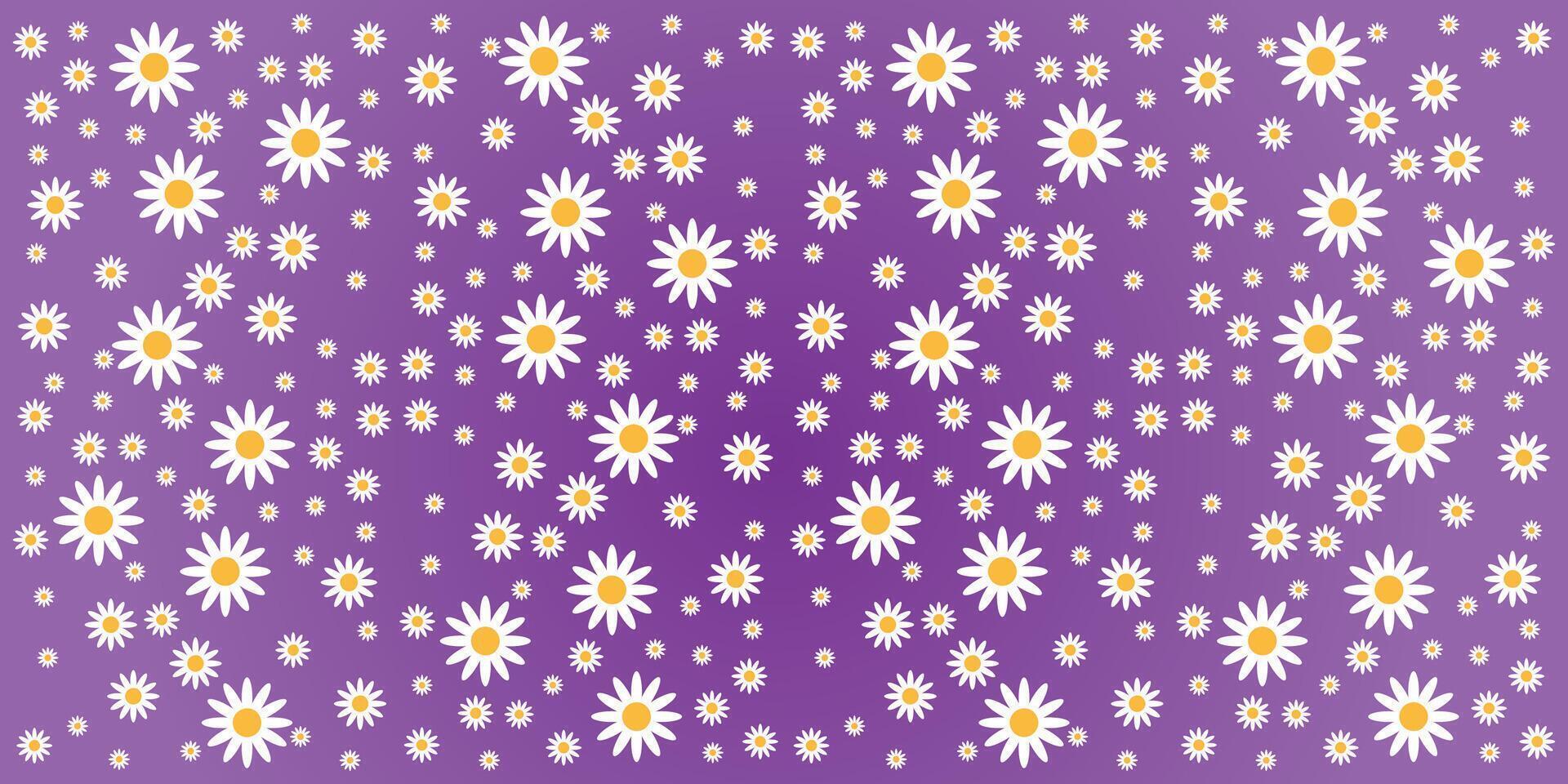 daisy pattern fabric pattern design on purple background seamless endless vector