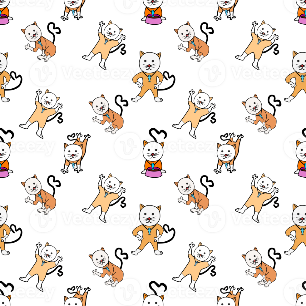 seamless pattern background with orange cats png