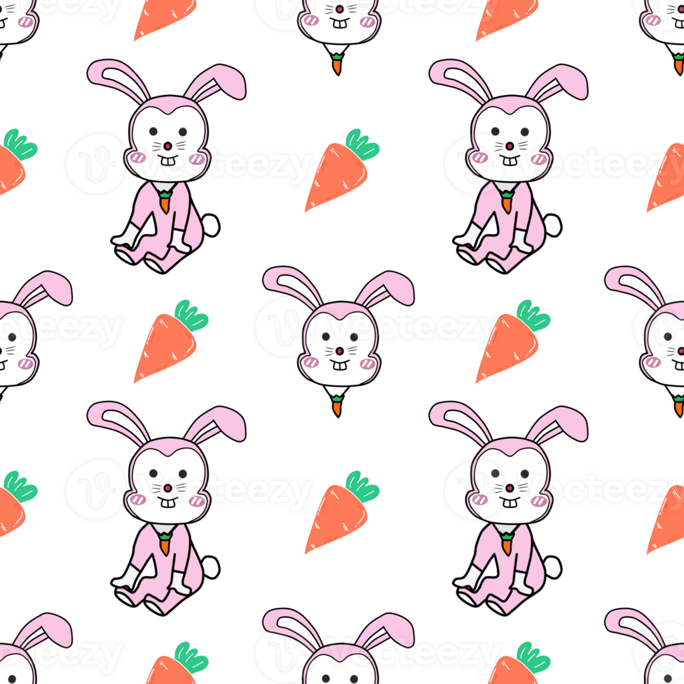 seamless pattern background with bunny and carrot png