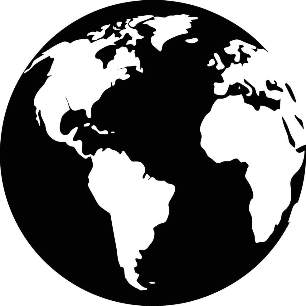 Black a large globe silhouette on white background vector