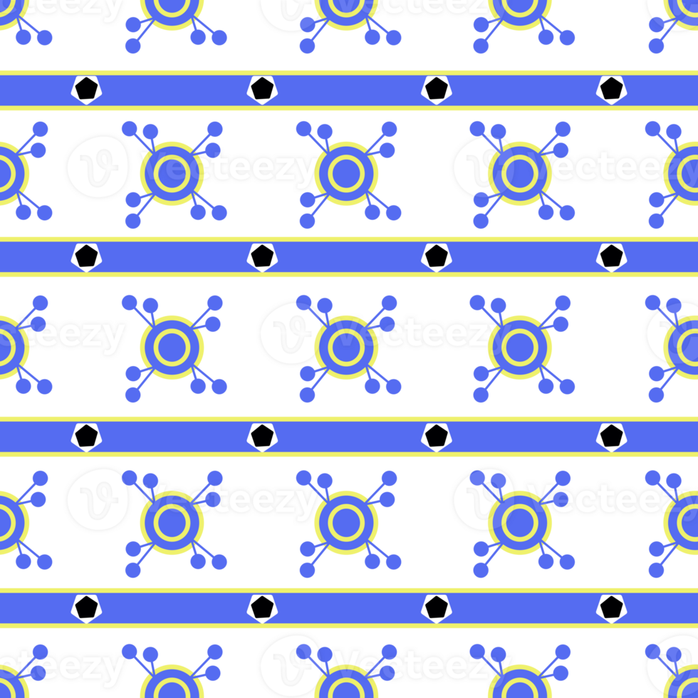 seamless pattern with blue tones of the Bohemian style are created from circles and lines png