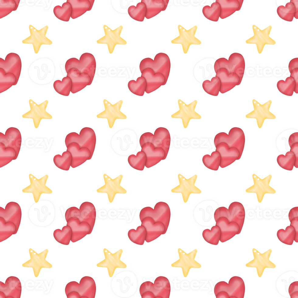 seamless pattern background of cute heart and star png