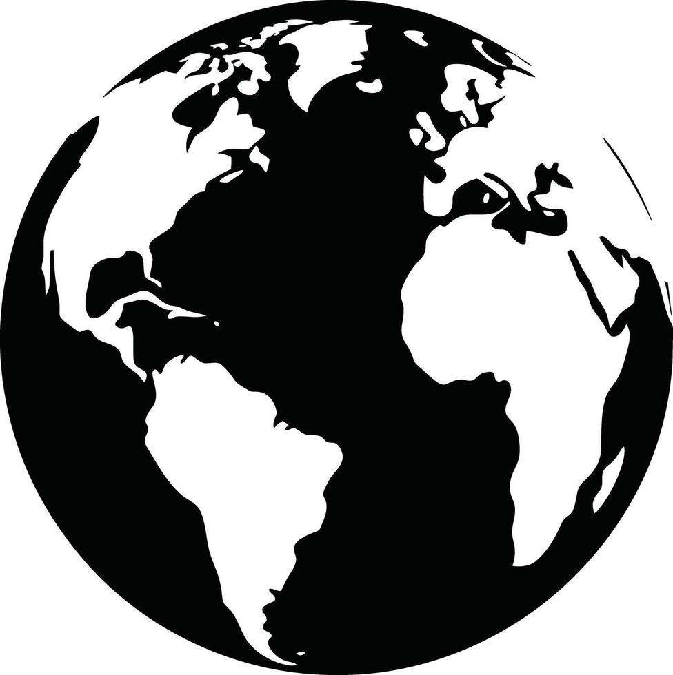 Black a large globe silhouette on white background vector