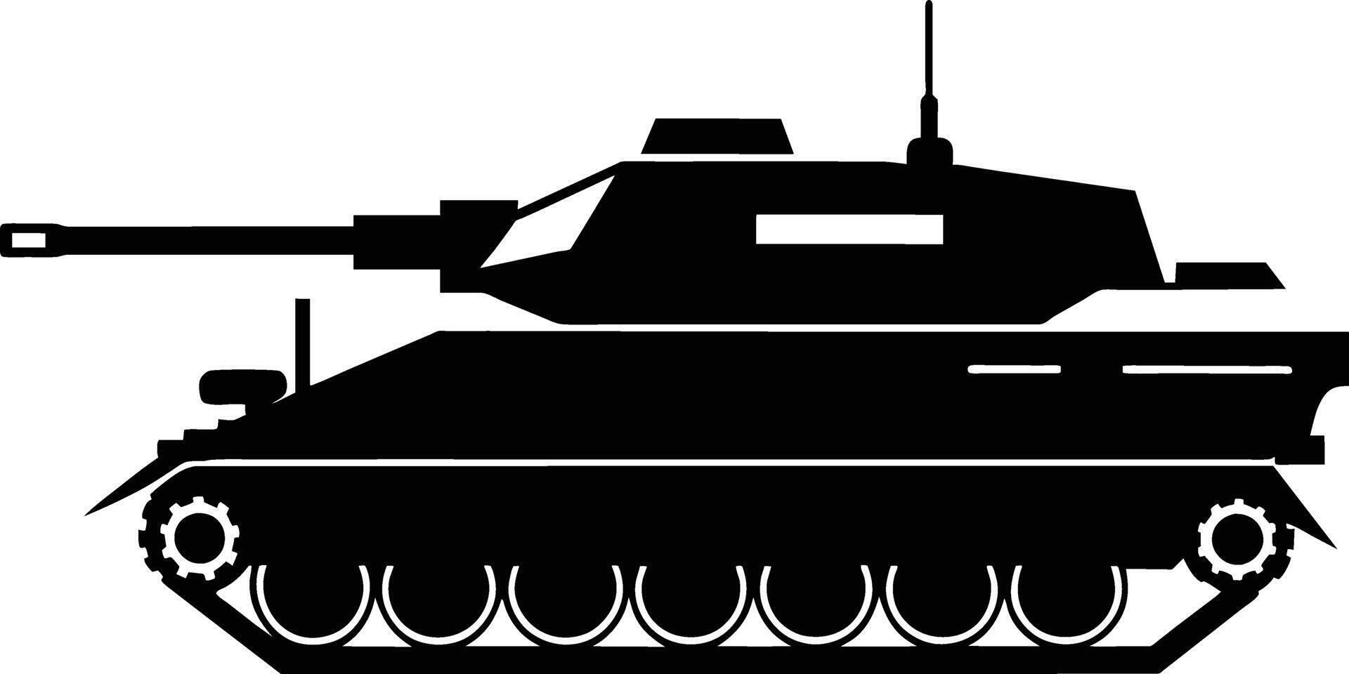Black tank silhouette on white background vector