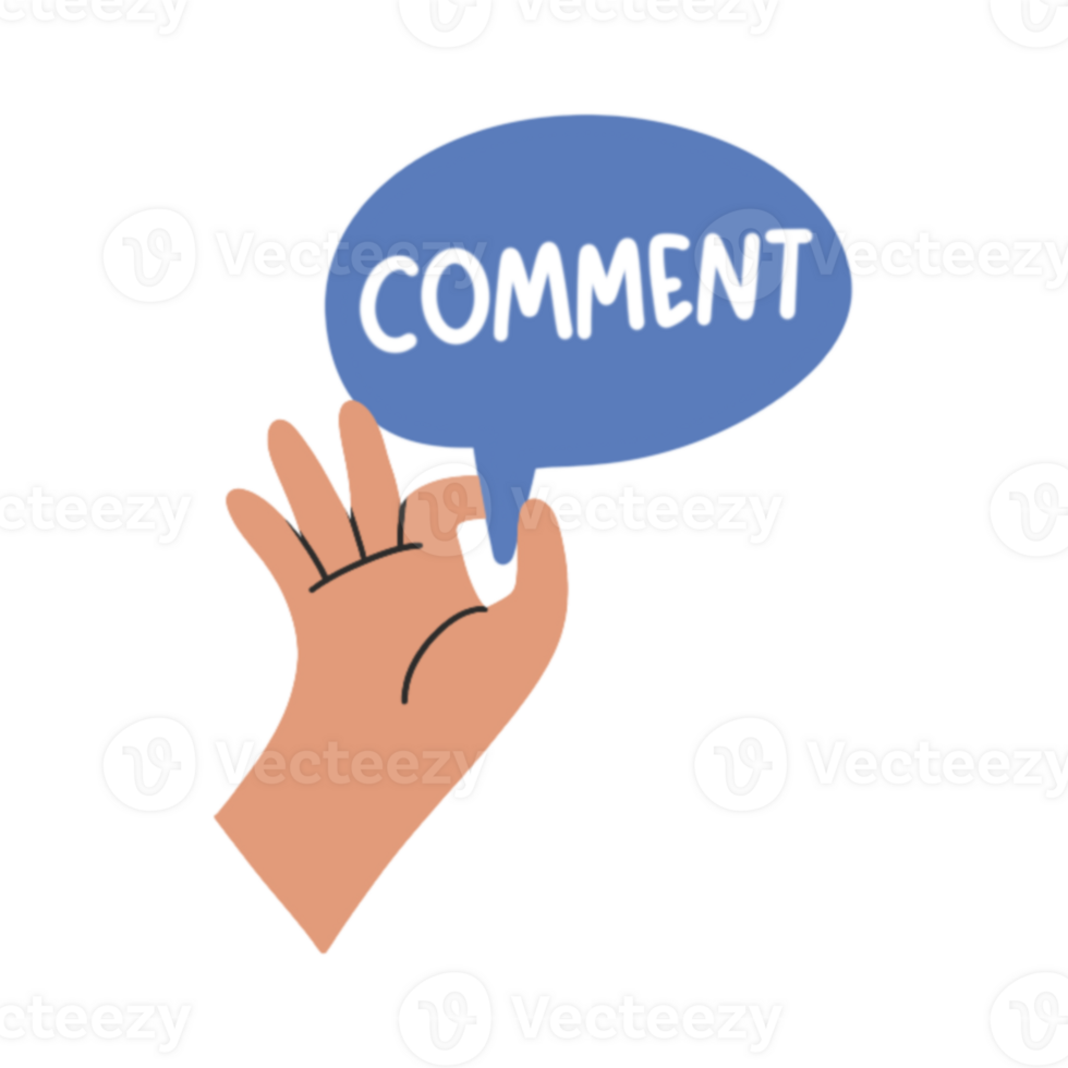 Hand with comment icon button illustration png