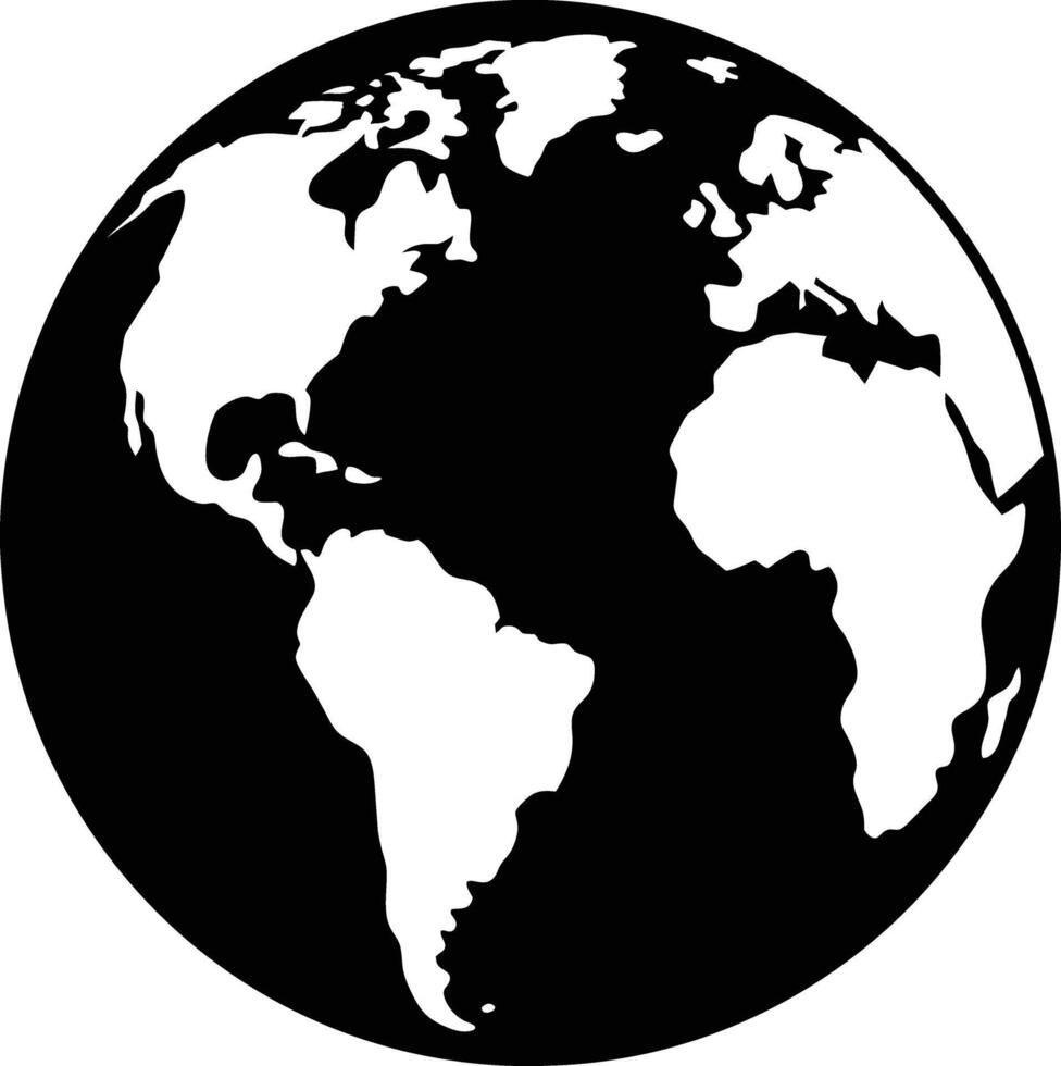 Black a large globe silhouette on white background vector