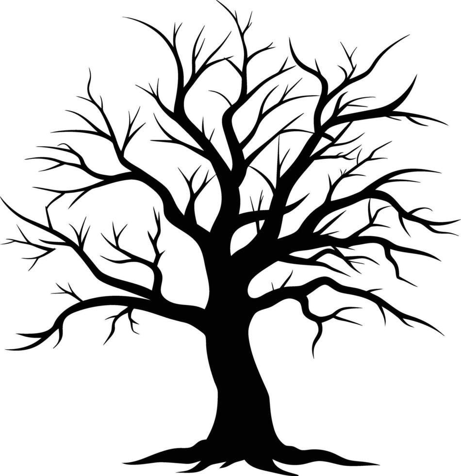Black dead tree silhouette on white background vector