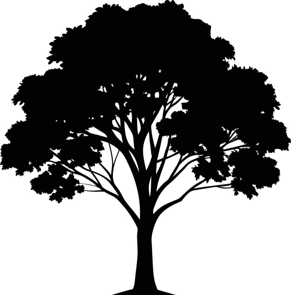 negro goma árbol silueta en blanco antecedentes vector