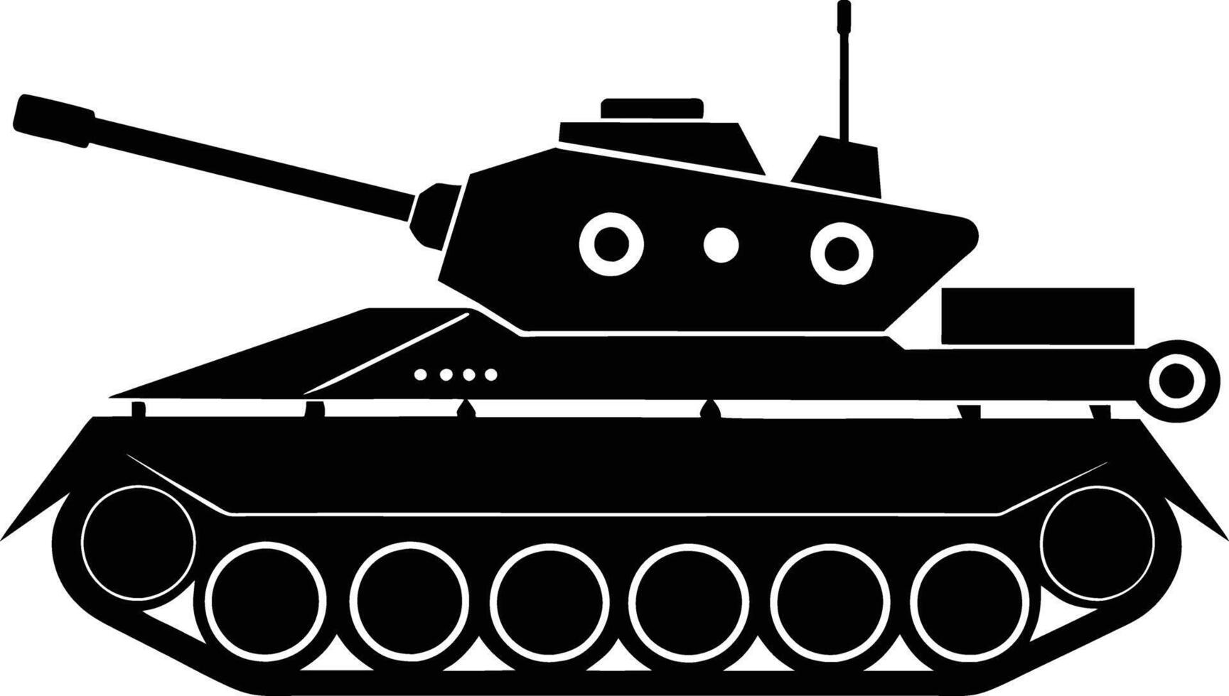 Black tank silhouette on white background vector