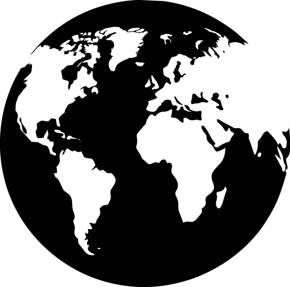Black a large globe silhouette on white background vector