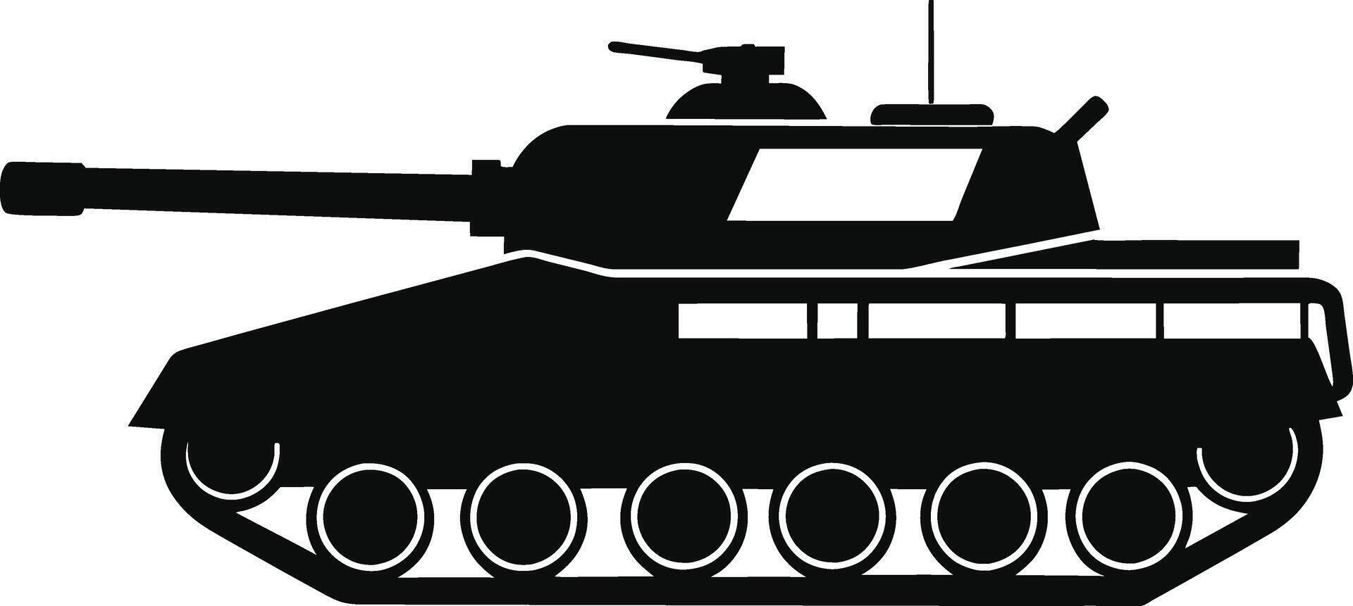 Black tank silhouette on white background vector