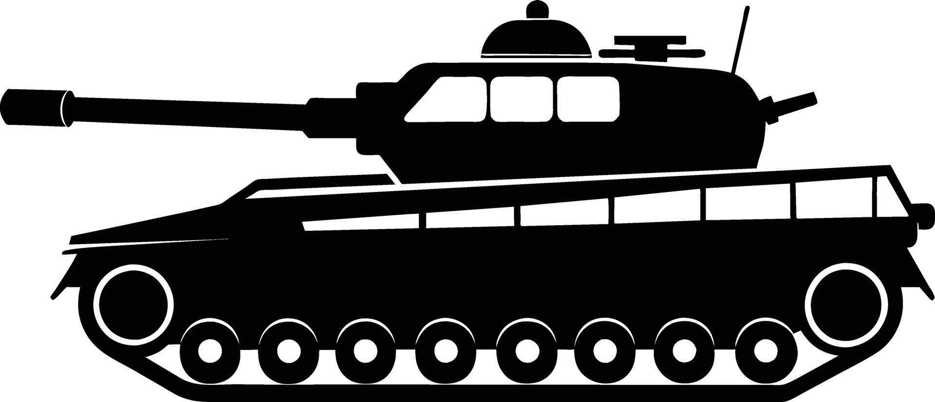 Black tank silhouette on white background vector