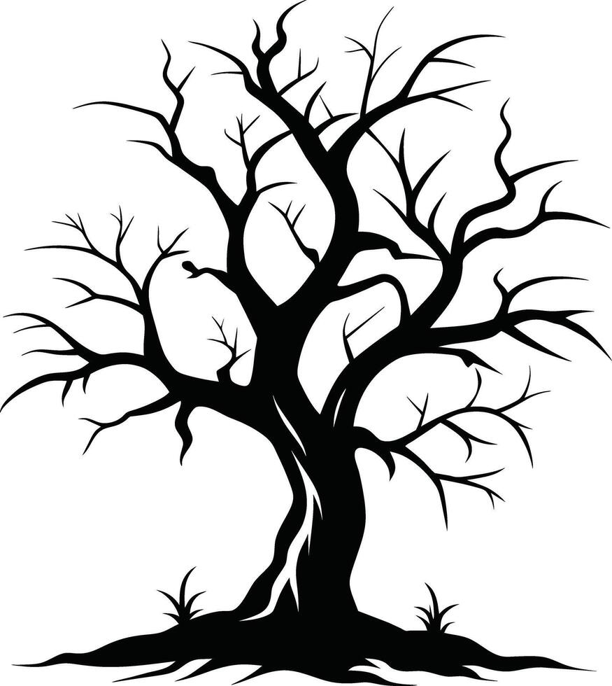 Black dead tree silhouette on white background vector