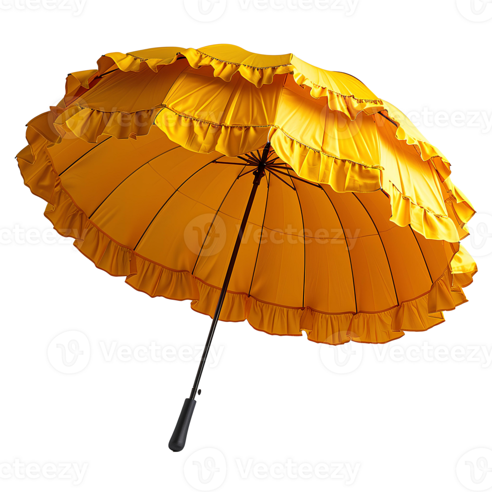 Yellow beach umbrella . Yellow parasol for beach use isolated. Beach umbrella or parasol for sun protection png