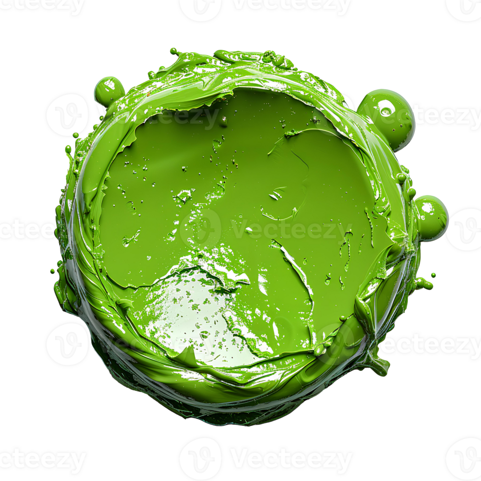 släppa av grön måla isolerat. grön flytande pigment stänka ner och explosion isolerat. grön måla släppa topp se png