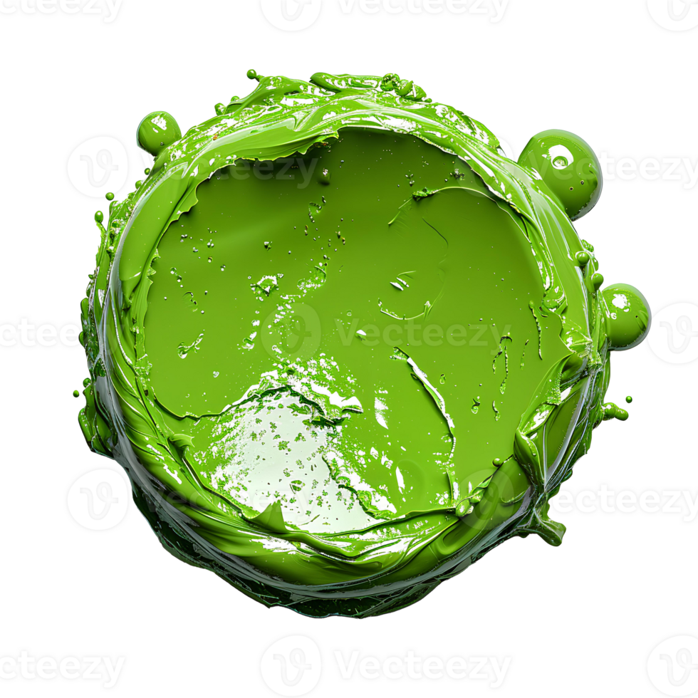 Drop of green paint isolated. green liquid pigment splatter and explosion isolated. green paint drop top view png