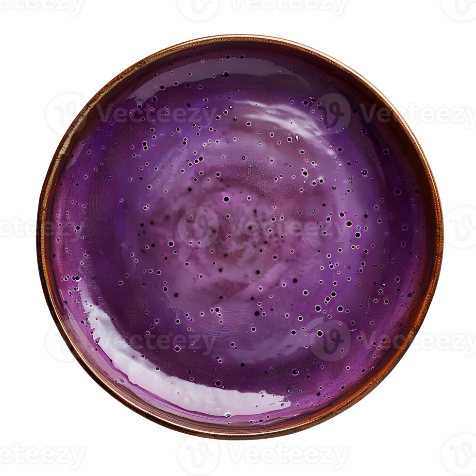 Purper bord set. Purper keramisch bord. Purper bord met structuur top visie geïsoleerd. bord vlak leggen. tupperware voor keuken gebruik png