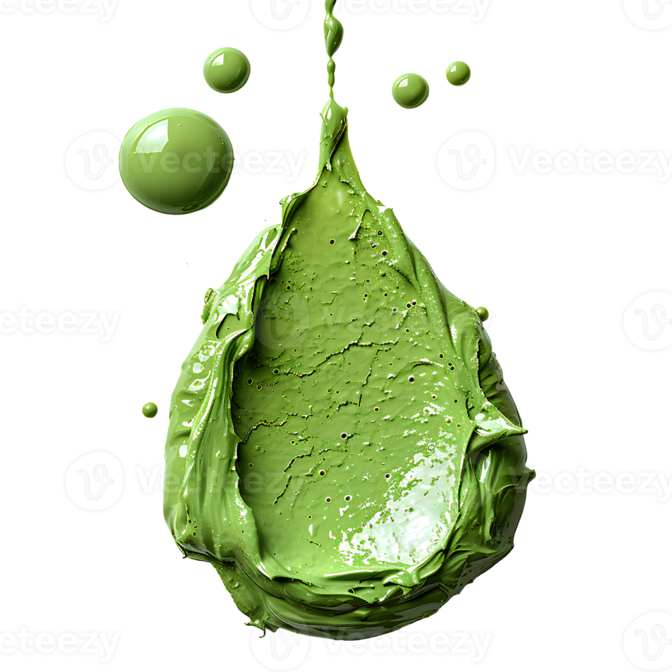 Drop of green paint isolated. green liquid pigment splatter and explosion isolated. green paint drop top view png