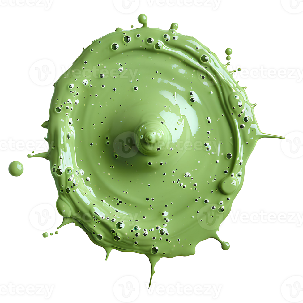 Drop of green paint isolated. green liquid pigment splatter and explosion isolated. green paint drop top view png
