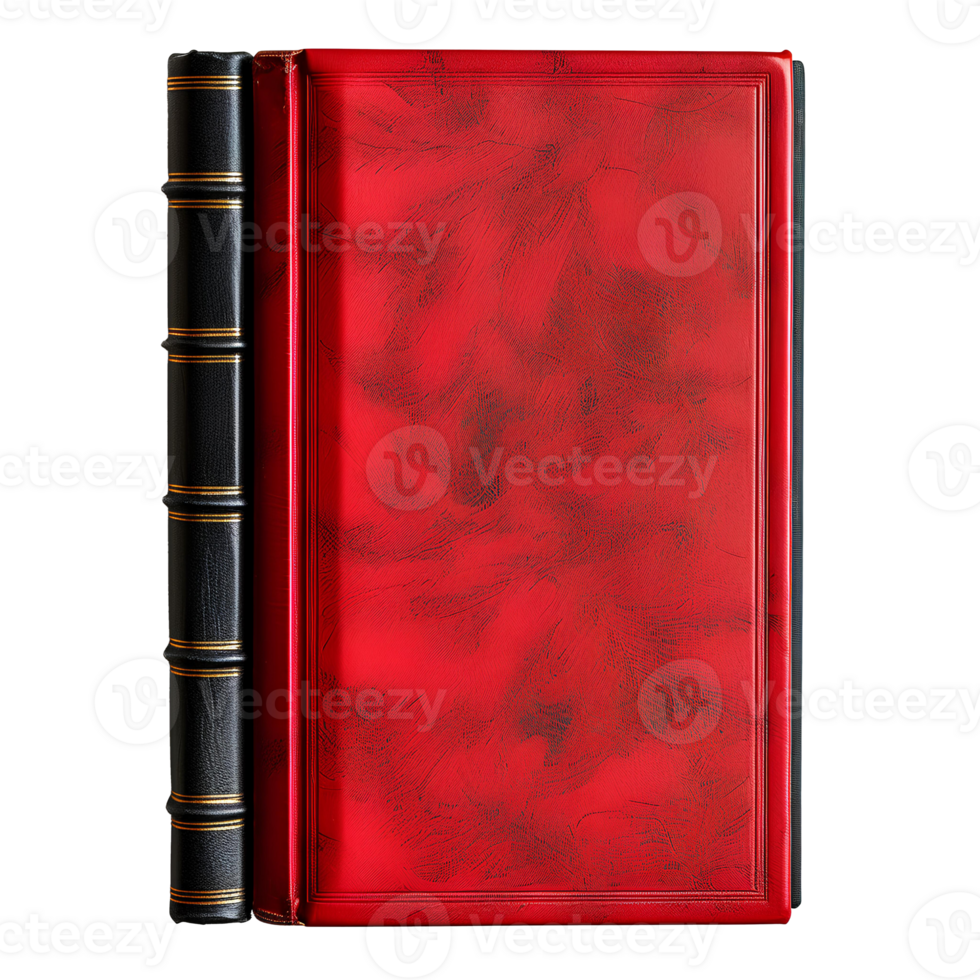 vieux rouge livre avec cuir couverture et Jaune pages. rouge livre Haut vue isolé png