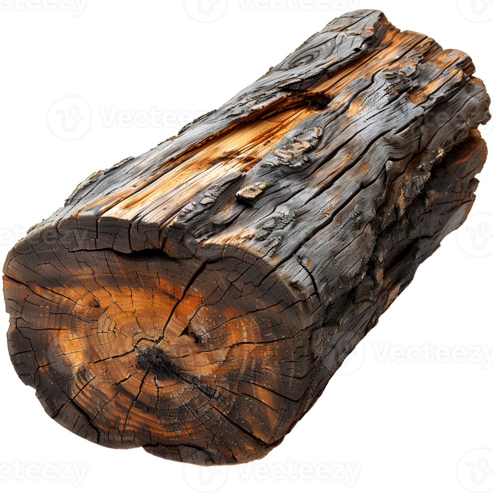 Log. Piece of wood isolated. Forest log top view. Wood texture isolated png