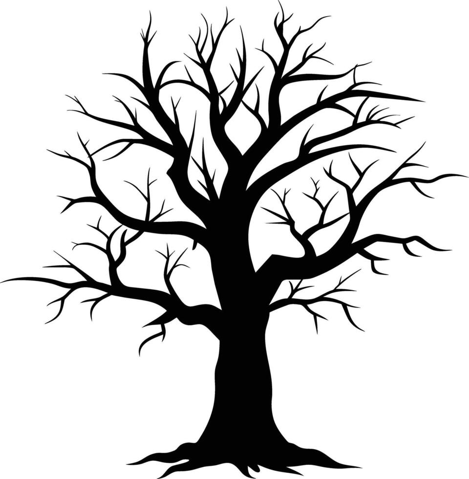 Black dead tree silhouette on white background vector
