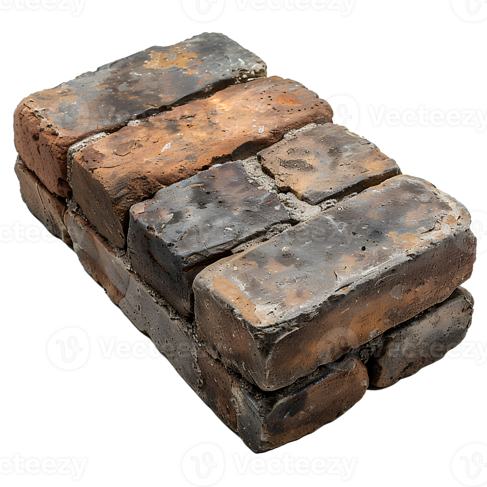 Brick and cement. Brick top view. Construction site material isolated png