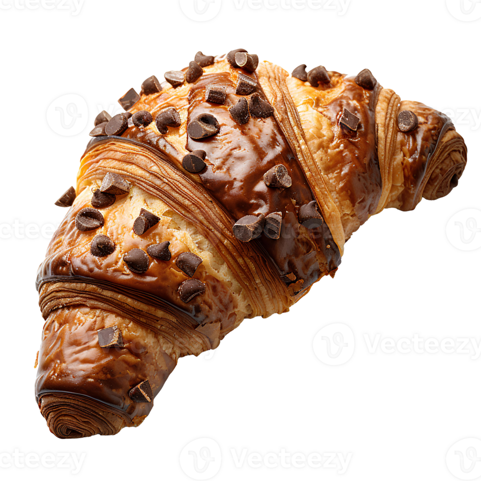 Chocolat croissant. français Pâtisserie croissant Haut voir. bouffée Pâtisserie dessert isolé png