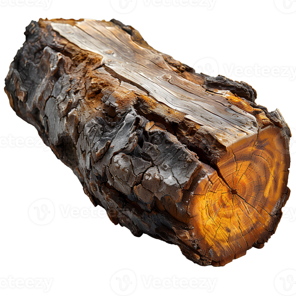 Log. Piece of wood isolated. Forest log top view. Wood texture isolated png