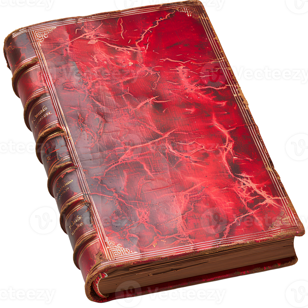 oud rood boek met leer Hoes en geel Pagina's. rood boek top visie geïsoleerd png