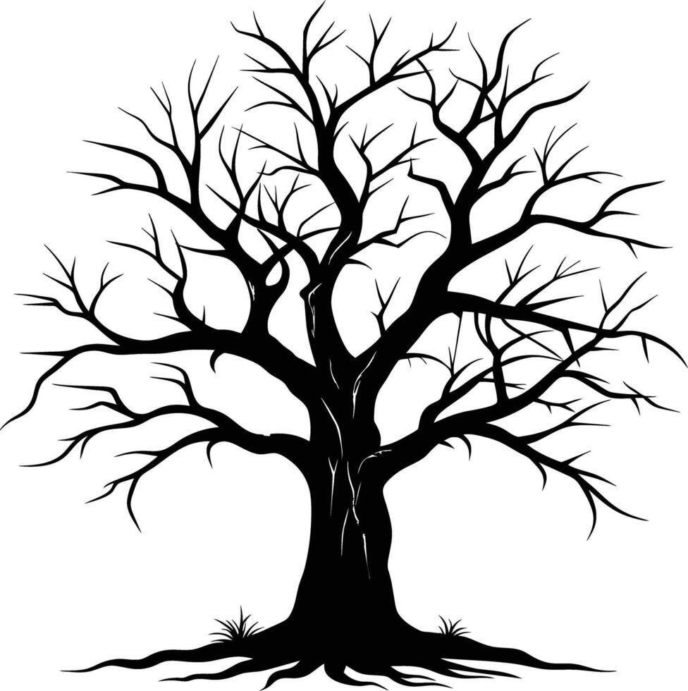 Black dead tree silhouette on white background vector