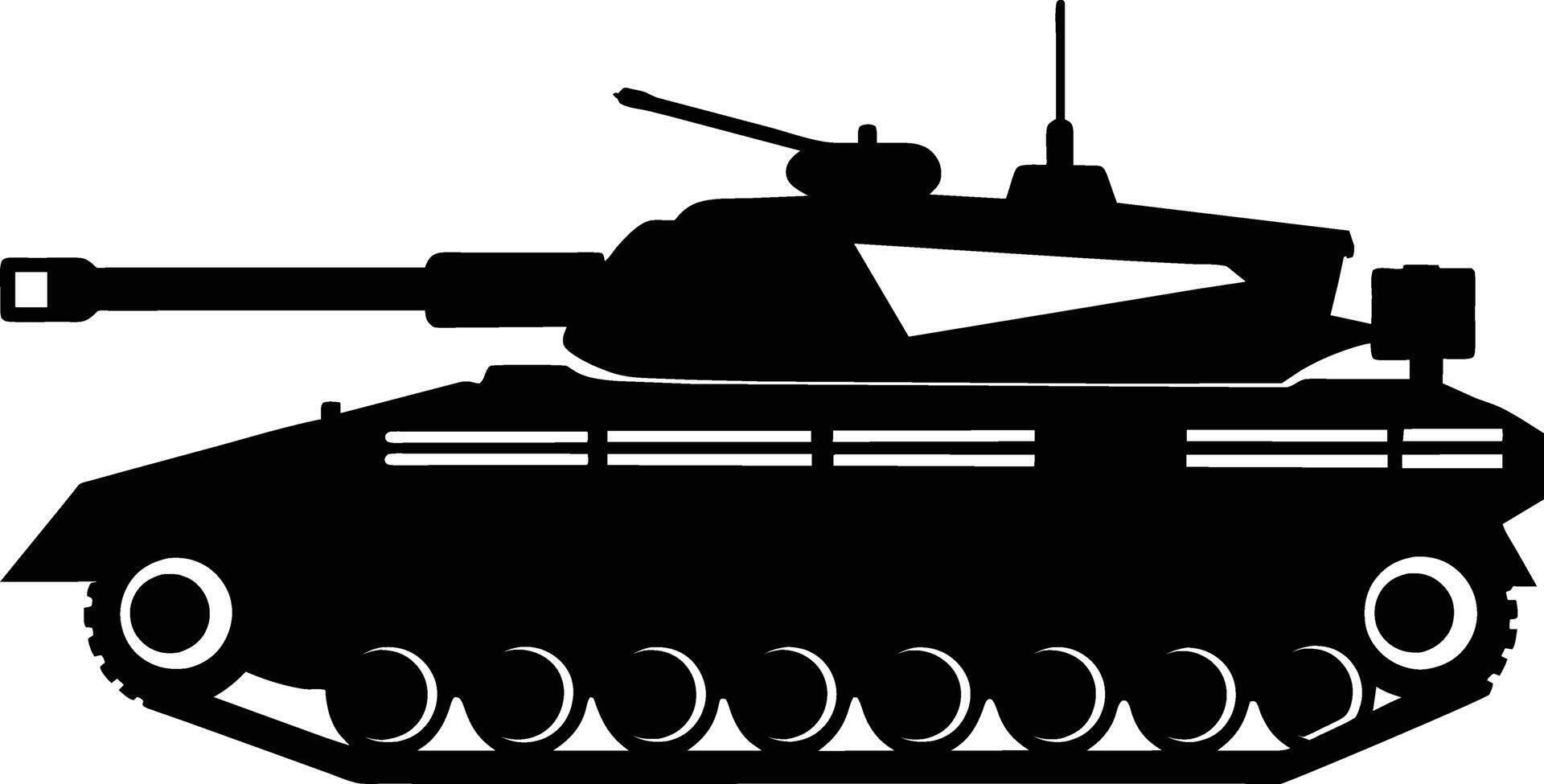 Black tank silhouette on white background vector