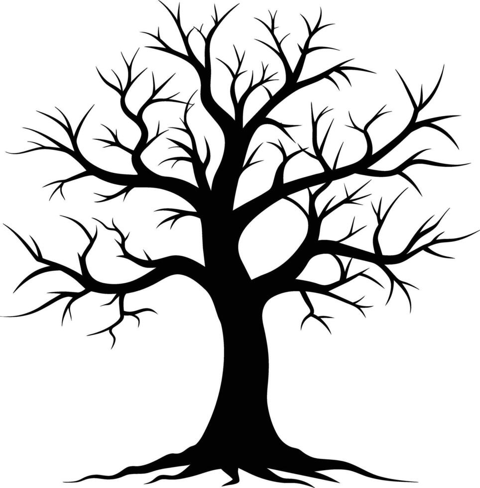 Black dead tree silhouette on white background vector