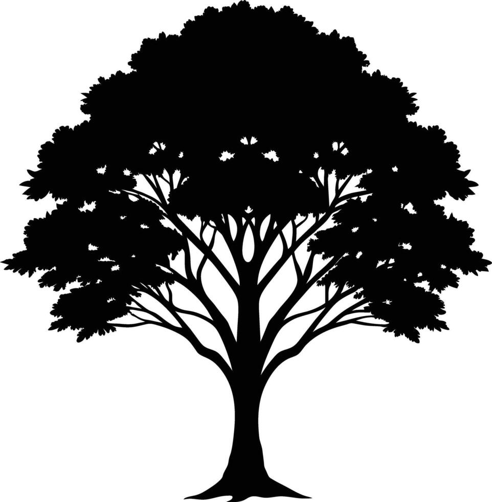 negro goma árbol silueta en blanco antecedentes vector