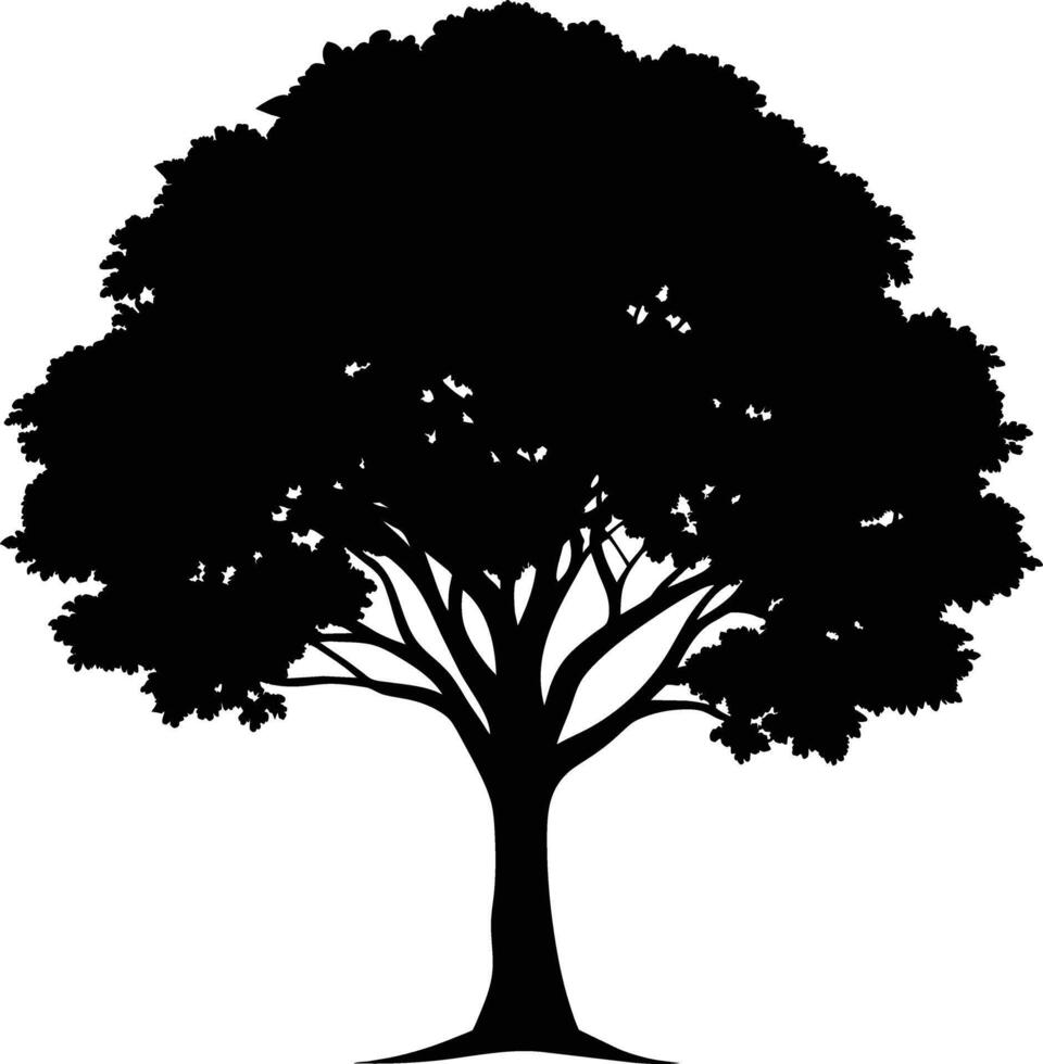 negro goma árbol silueta en blanco antecedentes vector