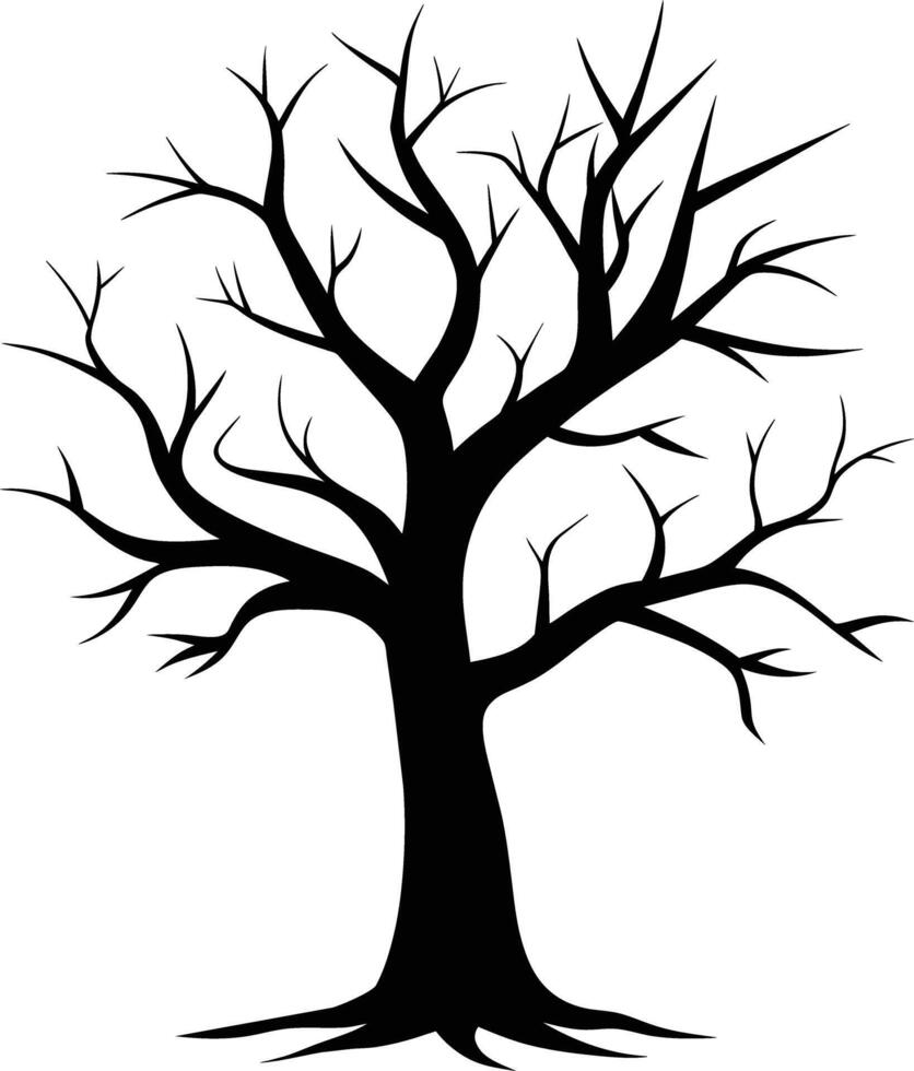 Black dead tree silhouette on white background vector