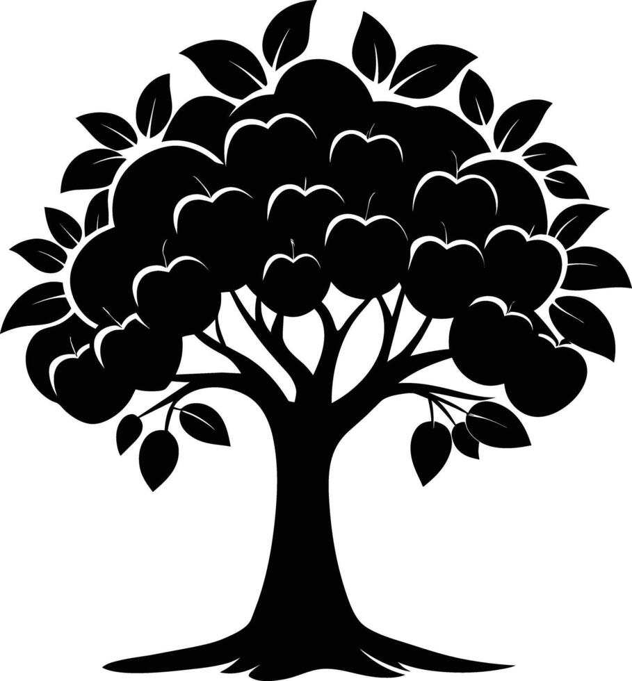 Black apple tree silhouette on white background vector