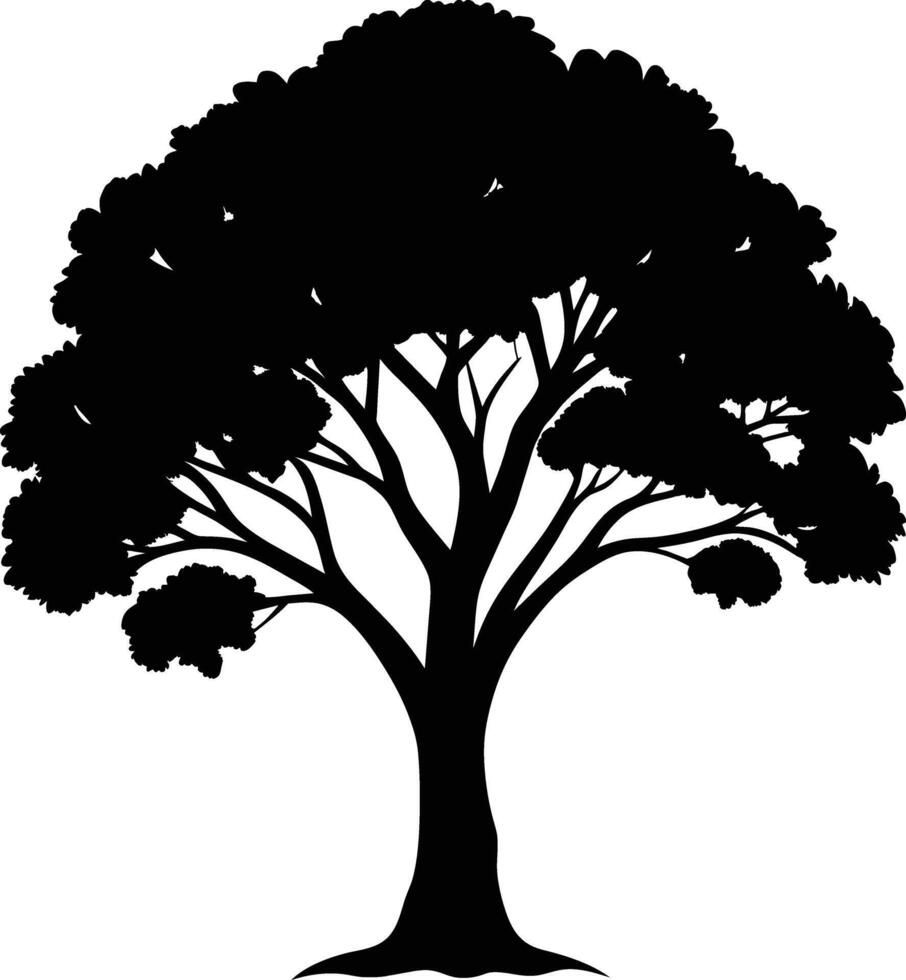Black gum tree silhouette on white background vector