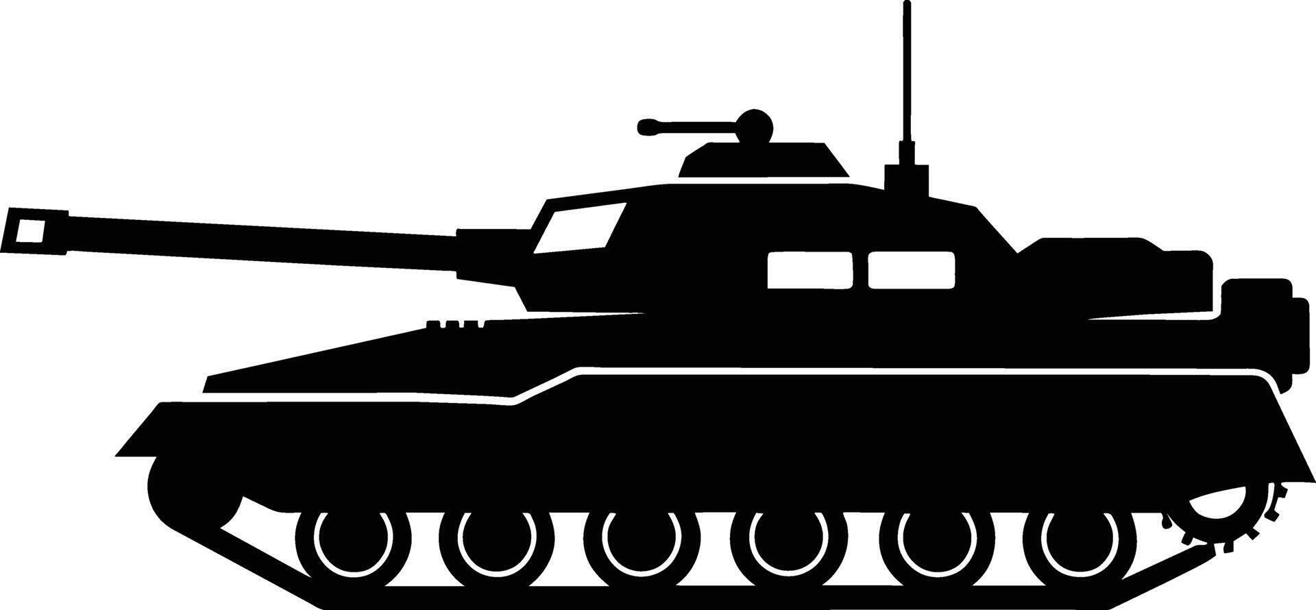 Black tank silhouette on white background vector