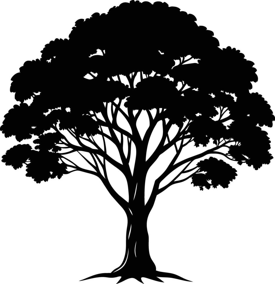 Black gum tree silhouette on white background vector