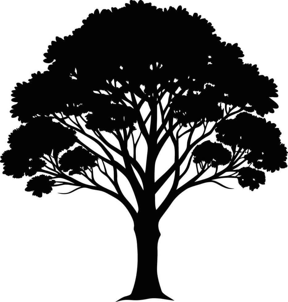 negro goma árbol silueta en blanco antecedentes vector