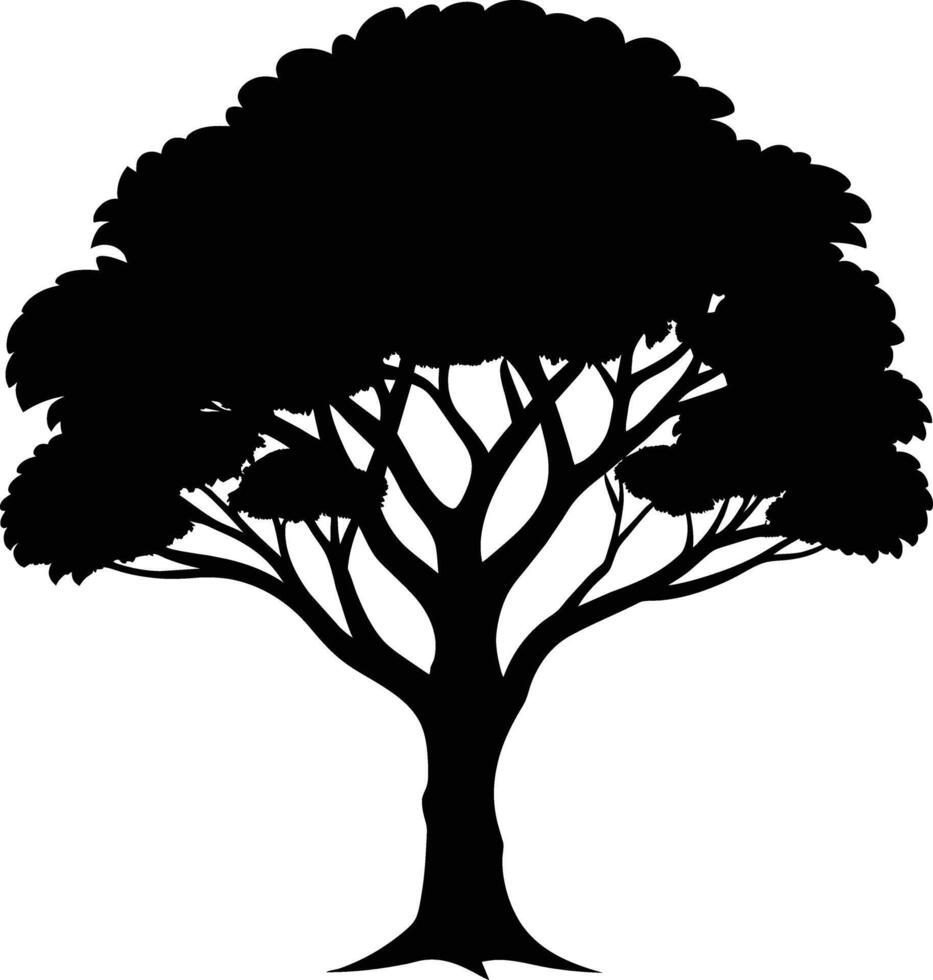 negro goma árbol silueta en blanco antecedentes vector