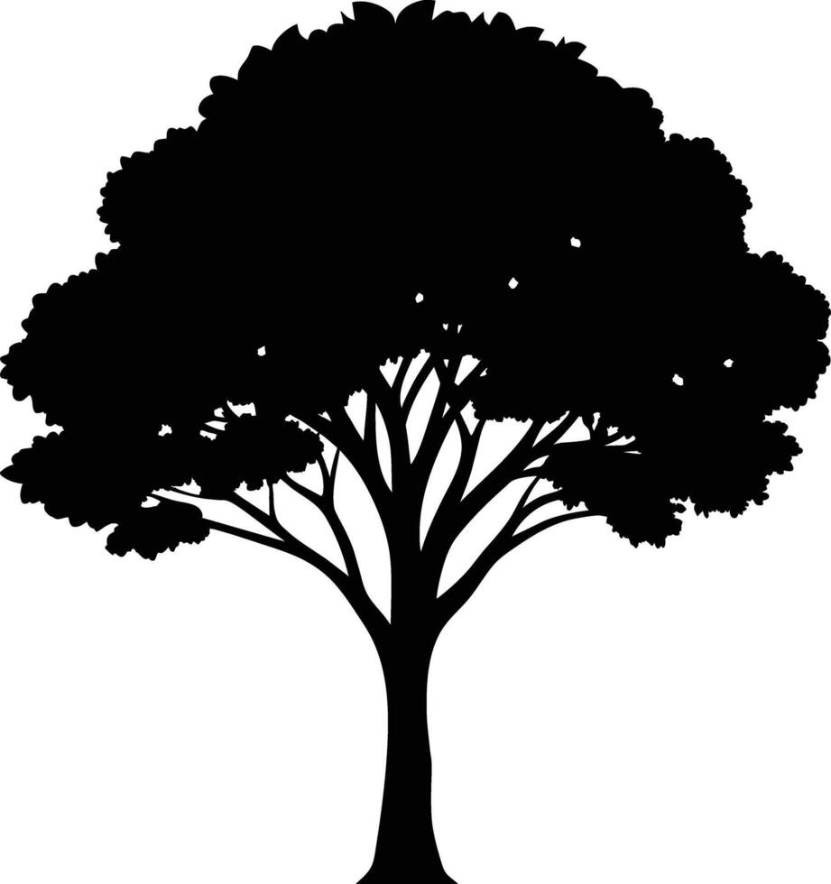 Black gum tree silhouette on white background vector