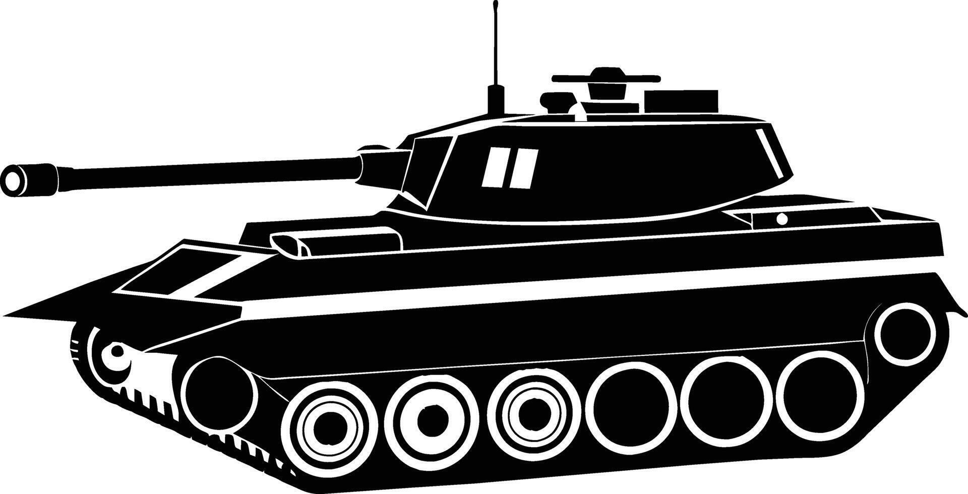 Black tank silhouette on white background vector