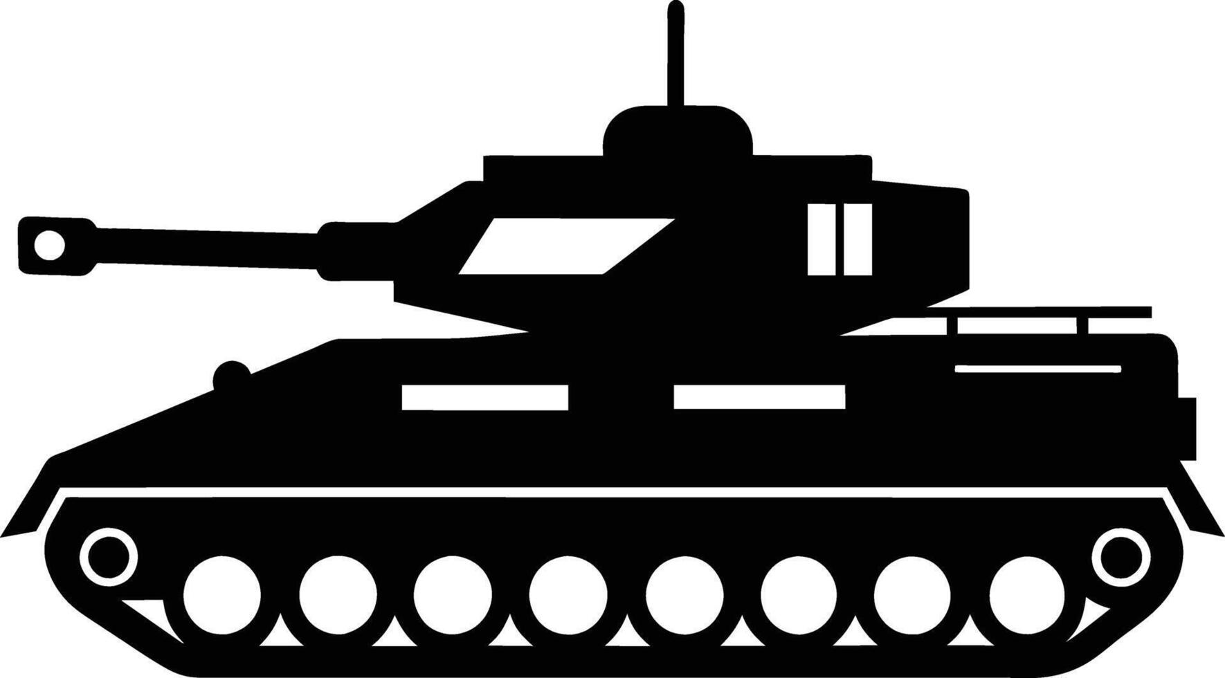 Black tank silhouette on white background vector